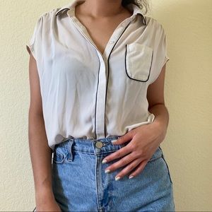 Loft Silk blouse with black trim details from Loft